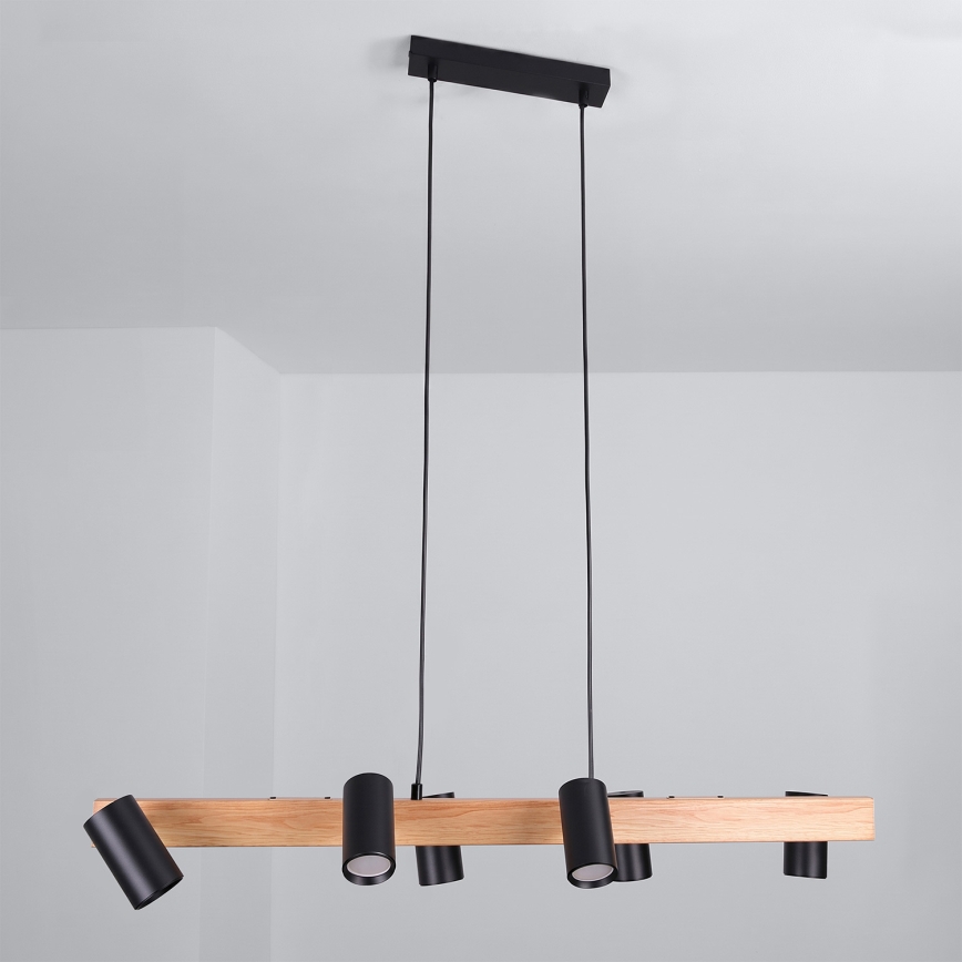Brilagi - Suspension sur câble SELE 6xGU10/30W/230V noir/décor chêne