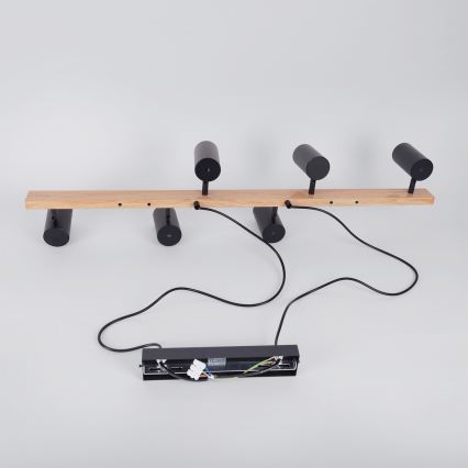 Brilagi - Suspension sur câble SELE 6xGU10/30W/230V noir/décor chêne