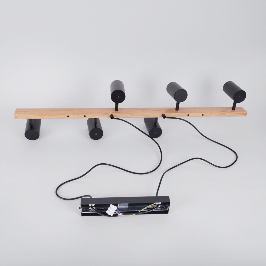 Brilagi - Suspension sur câble SELE 6xGU10/30W/230V noir/décor chêne