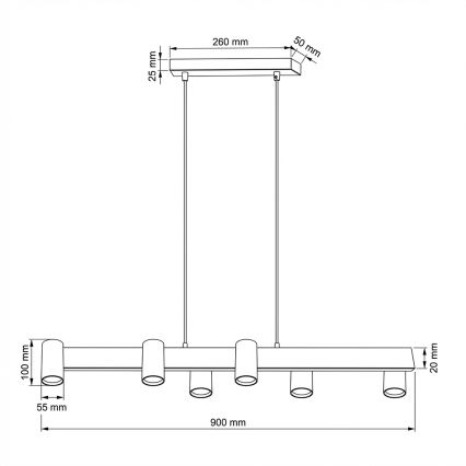 Brilagi - Suspension sur câble SELE 6xGU10/30W/230V noire