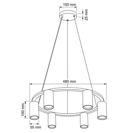 Brilagi - Suspension sur câble SELE 6xGU10/30W/230V noire