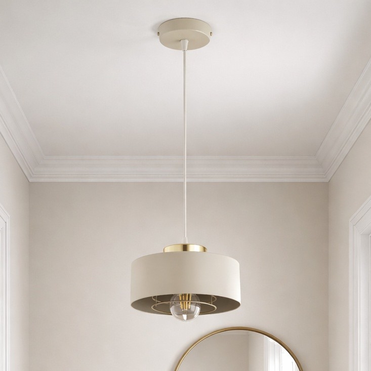 Brilagi - Suspension sur câble SPRING 1xE27/60W/230V Ø 20 cm beige/doré