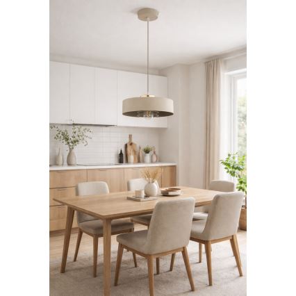 Brilagi - Suspension sur câble SPRING 1xE27/60W/230V Ø 30 cm beige/doré