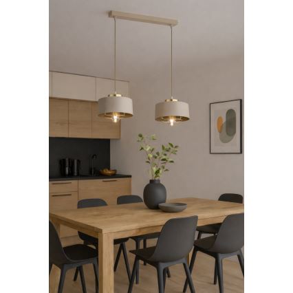 Brilagi - Suspension sur câble SPRING 2xE27/60W/230V beige/doré