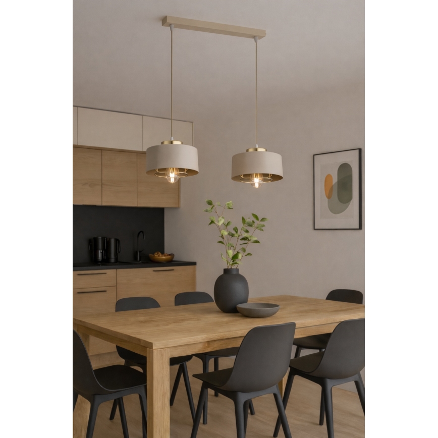 Brilagi - Suspension sur câble SPRING 2xE27/60W/230V beige/doré