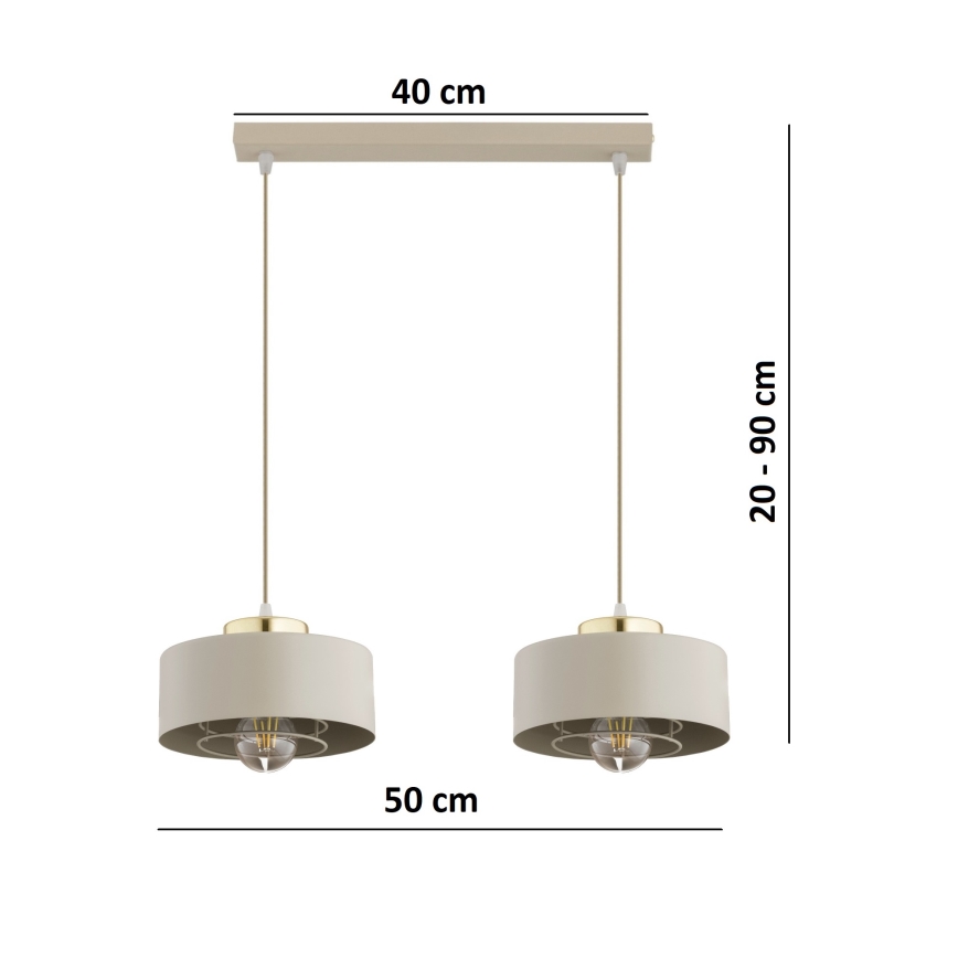 Brilagi - Suspension sur câble SPRING 2xE27/60W/230V beige/doré