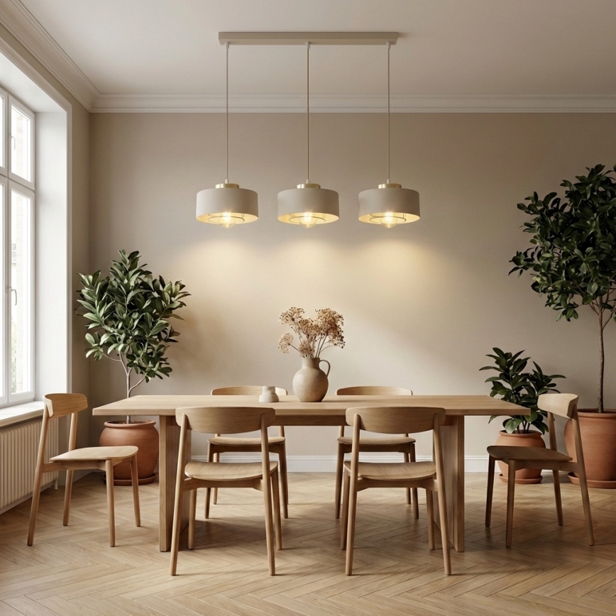 Brilagi - Suspension sur câble SPRING 3xE27/60W/230V beige/doré