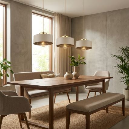 Brilagi - Suspension sur câble SPRING 3xE27/60W/230V beige/doré