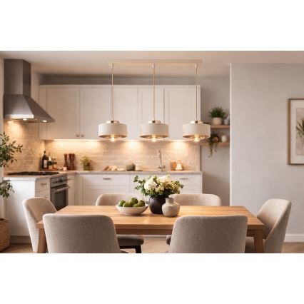 Brilagi - Suspension sur câble SPRING 3xE27/60W/230V beige/doré