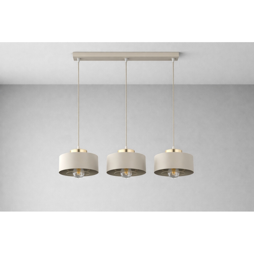 Brilagi - Suspension sur câble SPRING 3xE27/60W/230V beige/doré