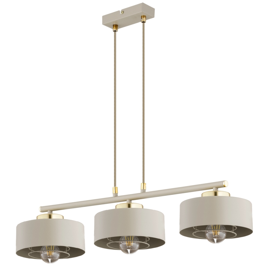 Brilagi - Suspension sur câble SPRING 3xE27/60W/230V beige/doré