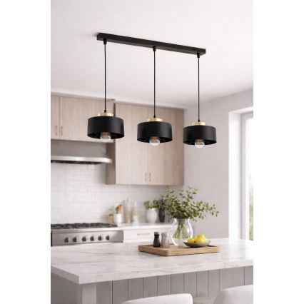 Brilagi - Suspension sur câble SPRING 3xE27/60W/230V noir/doré