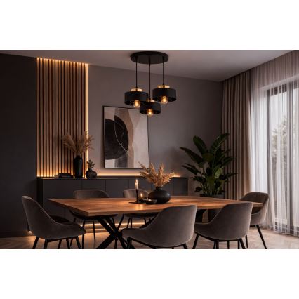 Brilagi - Suspension sur câble SPRING 3xE27/60W/230V noir/doré