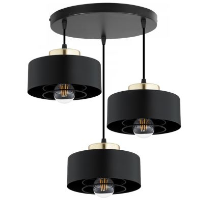 Brilagi - Suspension sur câble SPRING 3xE27/60W/230V noir/doré