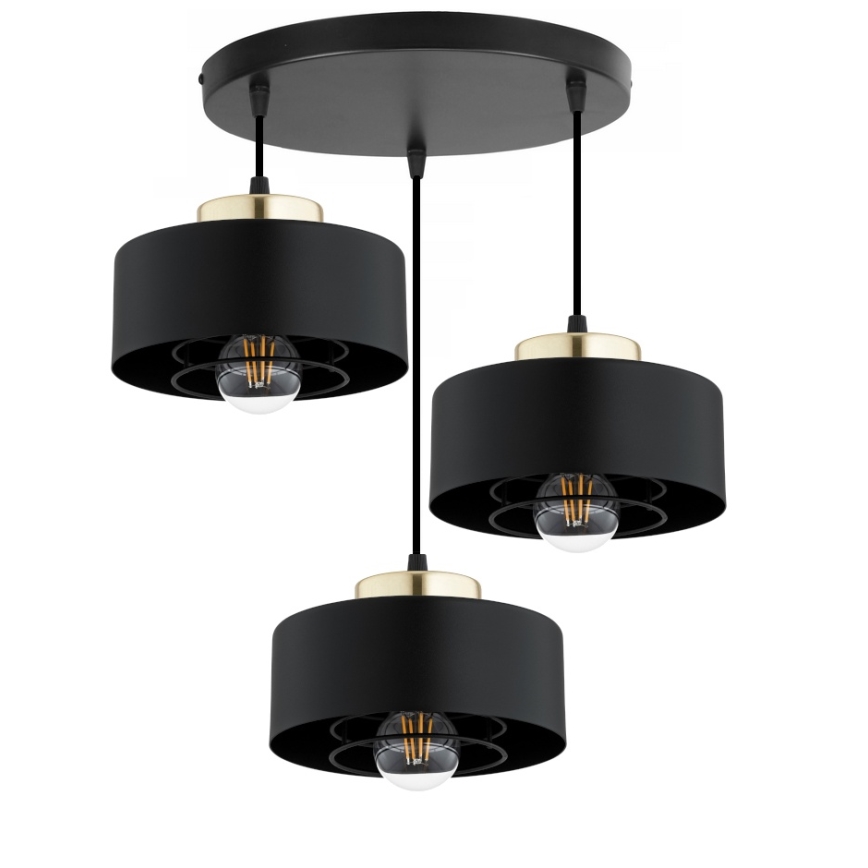 Brilagi - Suspension sur câble SPRING 3xE27/60W/230V noir/doré