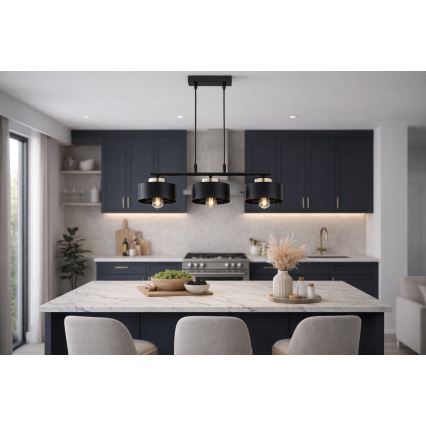 Brilagi - Suspension sur câble SPRING 3xE27/60W/230V noir/doré