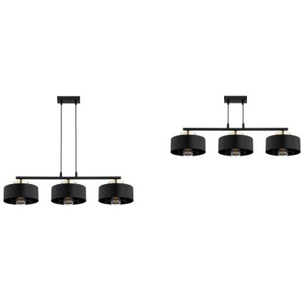 Brilagi - Suspension sur câble SPRING 3xE27/60W/230V noir/doré