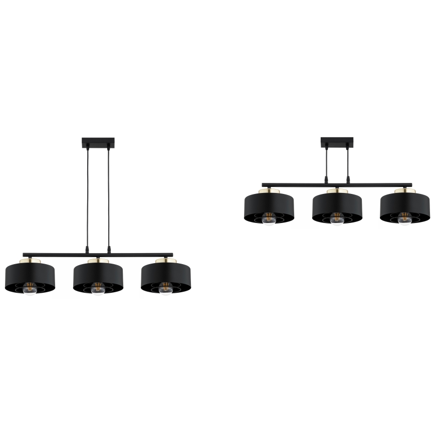 Brilagi - Suspension sur câble SPRING 3xE27/60W/230V noir/doré