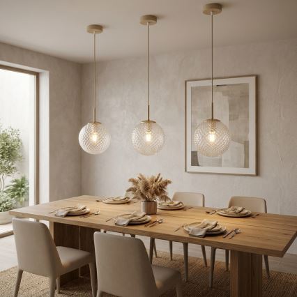 Brilagi - Suspension sur câble STELLA 1xE27/60W/230V Ø 18 cm beige/doré
