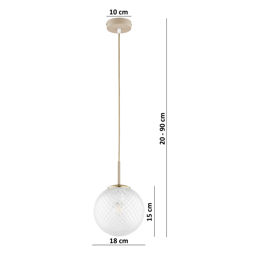 Brilagi - Suspension sur câble STELLA 1xE27/60W/230V Ø 18 cm beige/doré