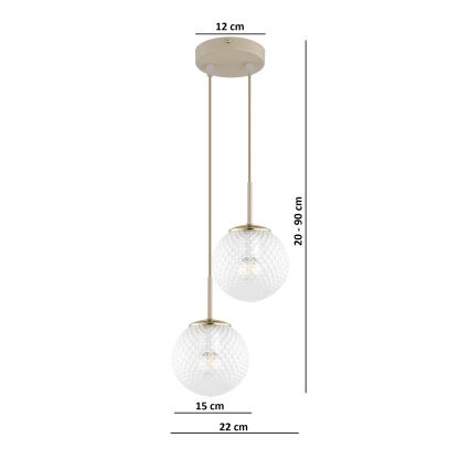 Brilagi - Suspension sur câble STELLA 2xE27/60W/230V beige/doré