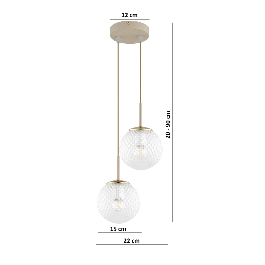 Brilagi - Suspension sur câble STELLA 2xE27/60W/230V beige/doré