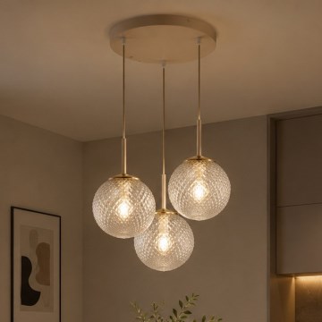 Brilagi - Suspension sur câble STELLA 3xE27/60W/230V beige/doré