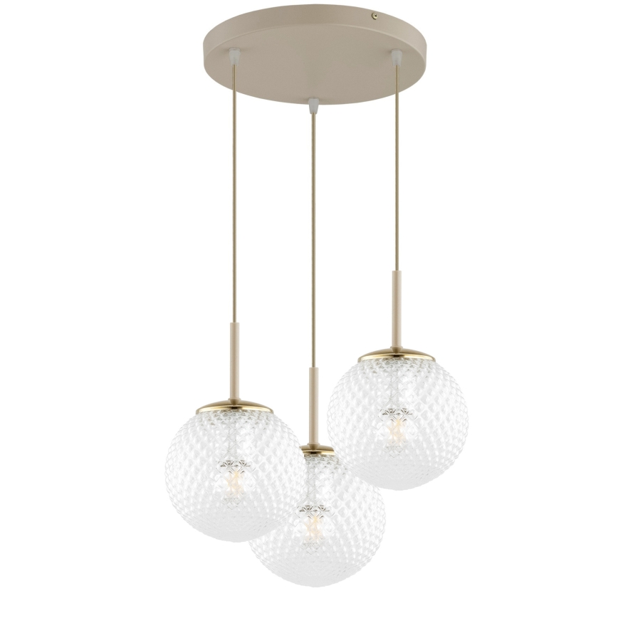 Brilagi - Suspension sur câble STELLA 3xE27/60W/230V beige/doré