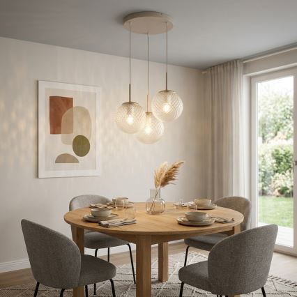 Brilagi - Suspension sur câble STELLA 3xE27/60W/230V beige/doré