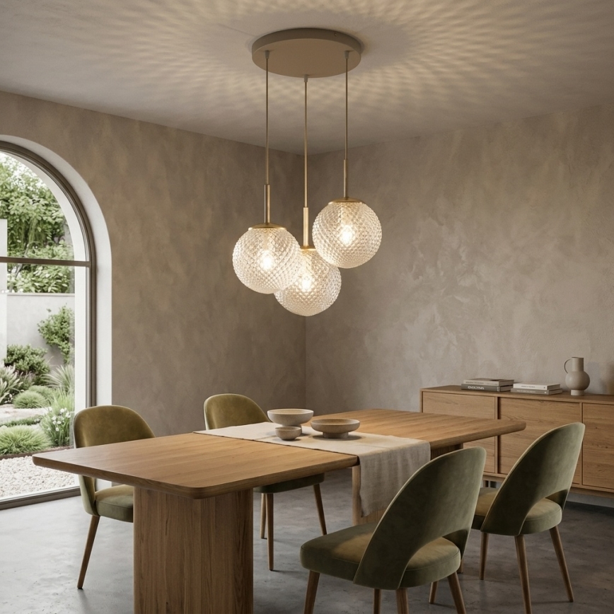 Brilagi - Suspension sur câble STELLA 3xE27/60W/230V beige/doré