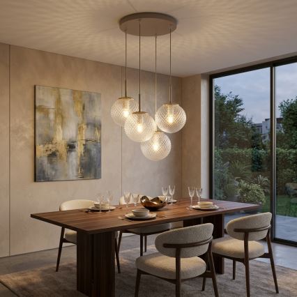 Brilagi - Suspension sur câble STELLA 4xE27/60W/230V beige/doré