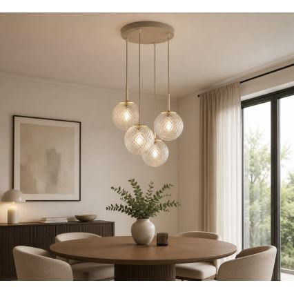 Brilagi - Suspension sur câble STELLA 4xE27/60W/230V beige/doré