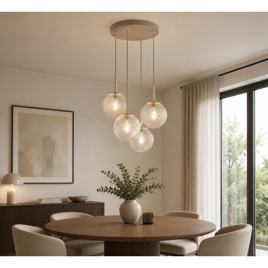 Brilagi - Suspension sur câble STELLA 4xE27/60W/230V beige/doré