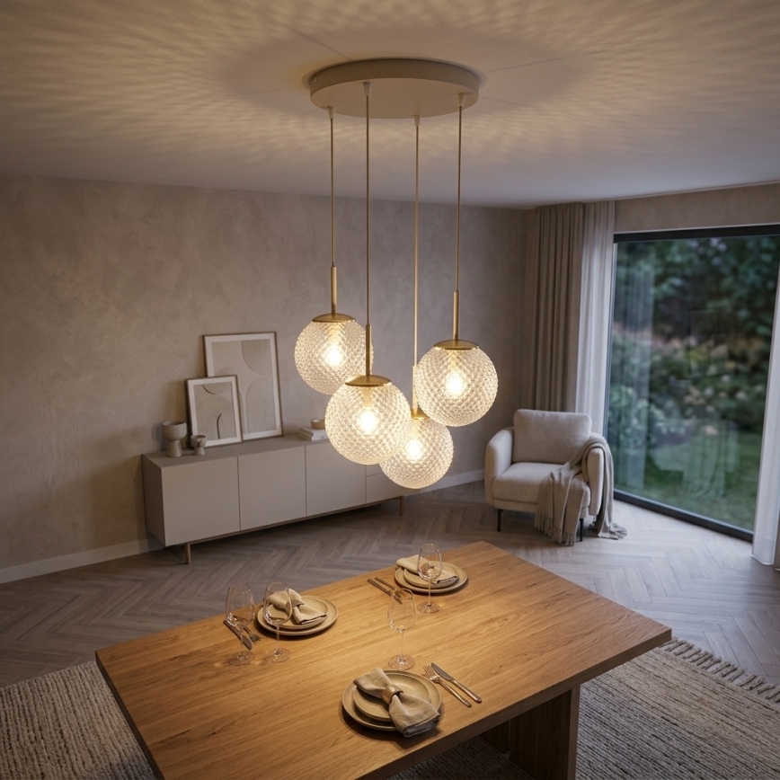 Brilagi - Suspension sur câble STELLA 4xE27/60W/230V beige/doré