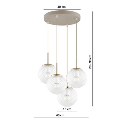 Brilagi - Suspension sur câble STELLA 4xE27/60W/230V beige/doré