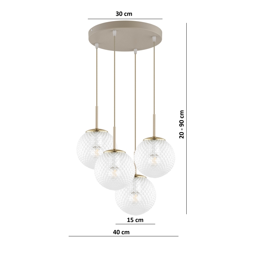 Brilagi - Suspension sur câble STELLA 4xE27/60W/230V beige/doré