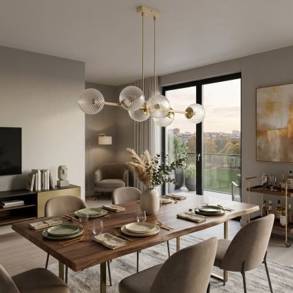 Brilagi - Suspension sur câble STELLA 6xE27/60W/230V beige/or