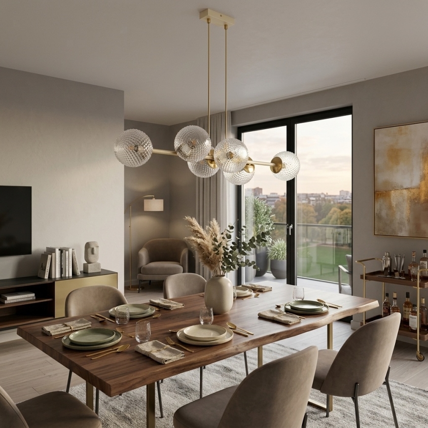 Brilagi - Suspension sur câble STELLA 6xE27/60W/230V beige/or
