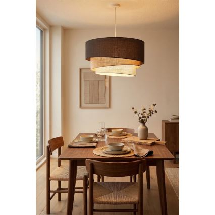 Brilagi - Suspension sur câble TRIO 3xE27/60W/230V Ø 60 cm marron/beige/blanc