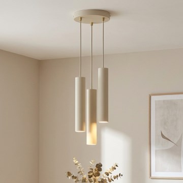 Brilagi - Suspension sur câble TUBE 3xGU10/15W/230V beige/doré