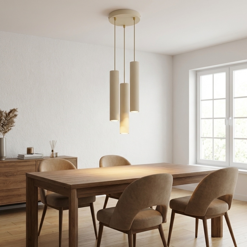 Brilagi - Suspension sur câble TUBE 3xGU10/15W/230V beige/doré