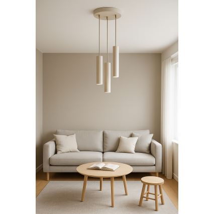 Brilagi - Suspension sur câble TUBE 3xGU10/15W/230V beige/doré
