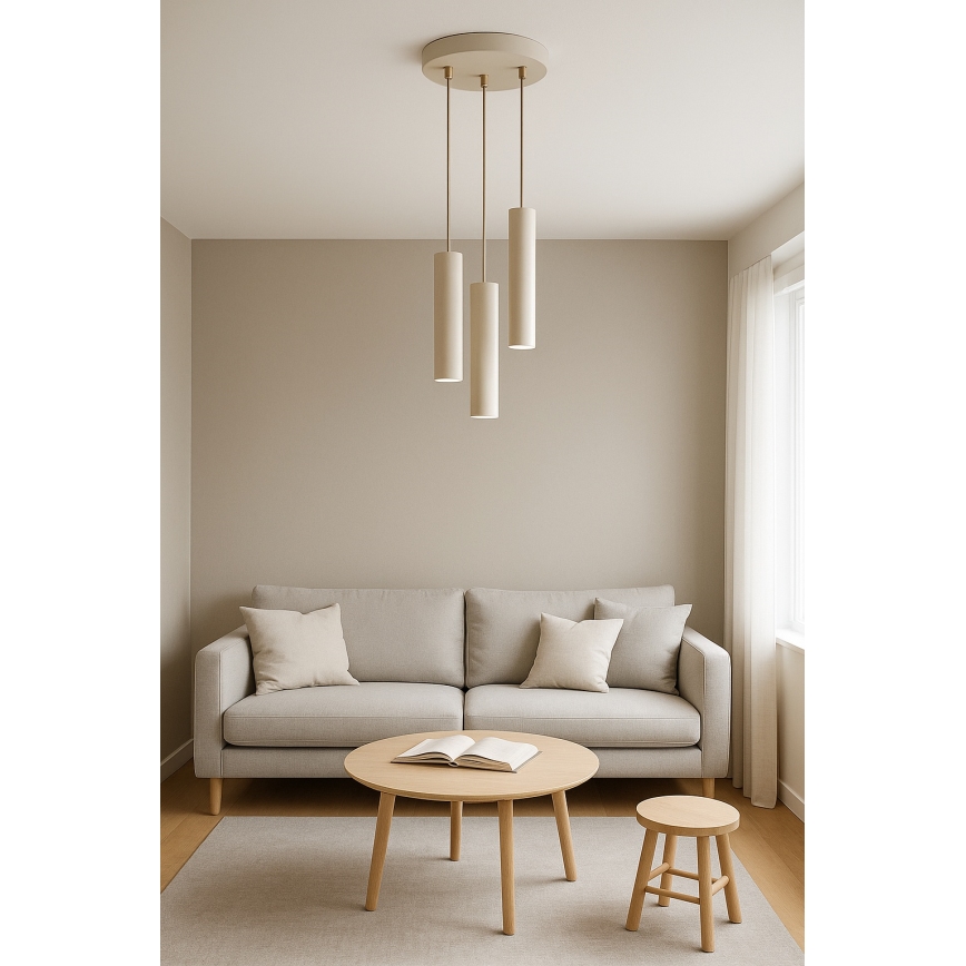 Brilagi - Suspension sur câble TUBE 3xGU10/15W/230V beige/doré