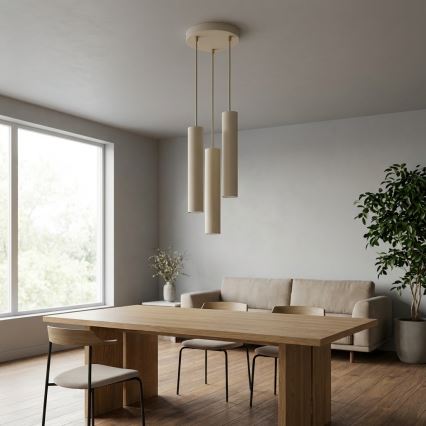 Brilagi - Suspension sur câble TUBE 3xGU10/15W/230V beige/doré