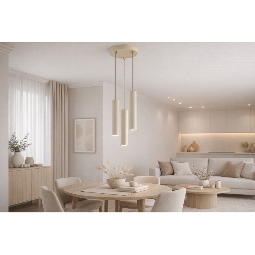 Brilagi - Suspension sur câble TUBE 3xGU10/15W/230V beige/doré