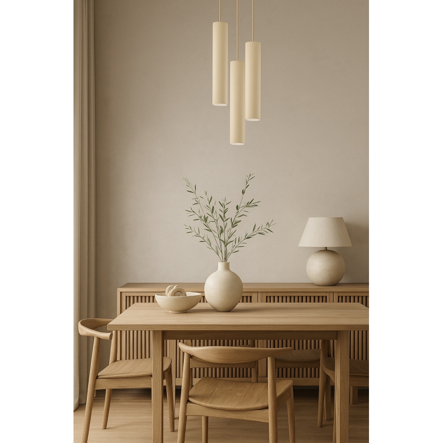 Brilagi - Suspension sur câble TUBE 3xGU10/15W/230V beige/doré