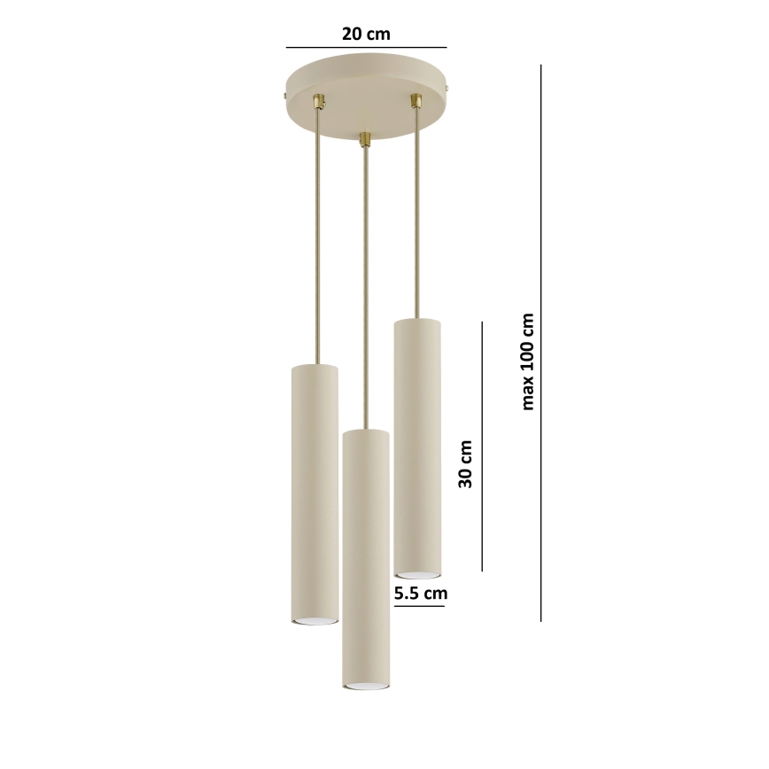 Brilagi - Suspension sur câble TUBE 3xGU10/15W/230V beige/doré