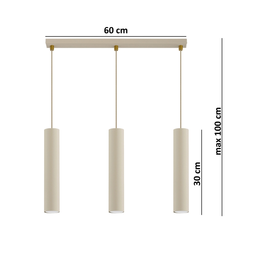 Brilagi - Suspension sur câble TUBE 3xGU10/15W/230V beige/doré