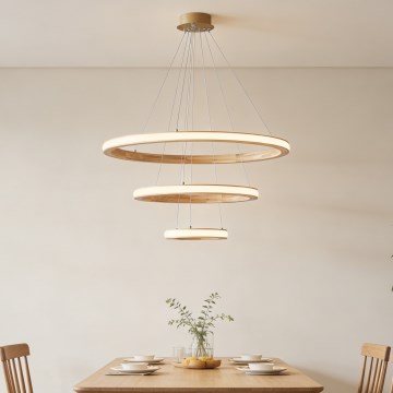 Brilagi - Suspension sur câble UMEA WOOD LED/45W/230V Ø 60 cm en bois d'hévéa