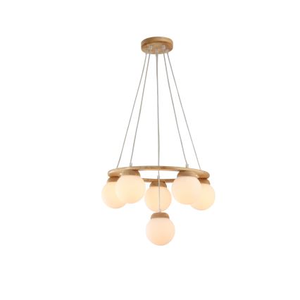 Brilagi - Suspension sur câble VISBY WOOD 6xE27/60W/230V Ø 58 cm en bois